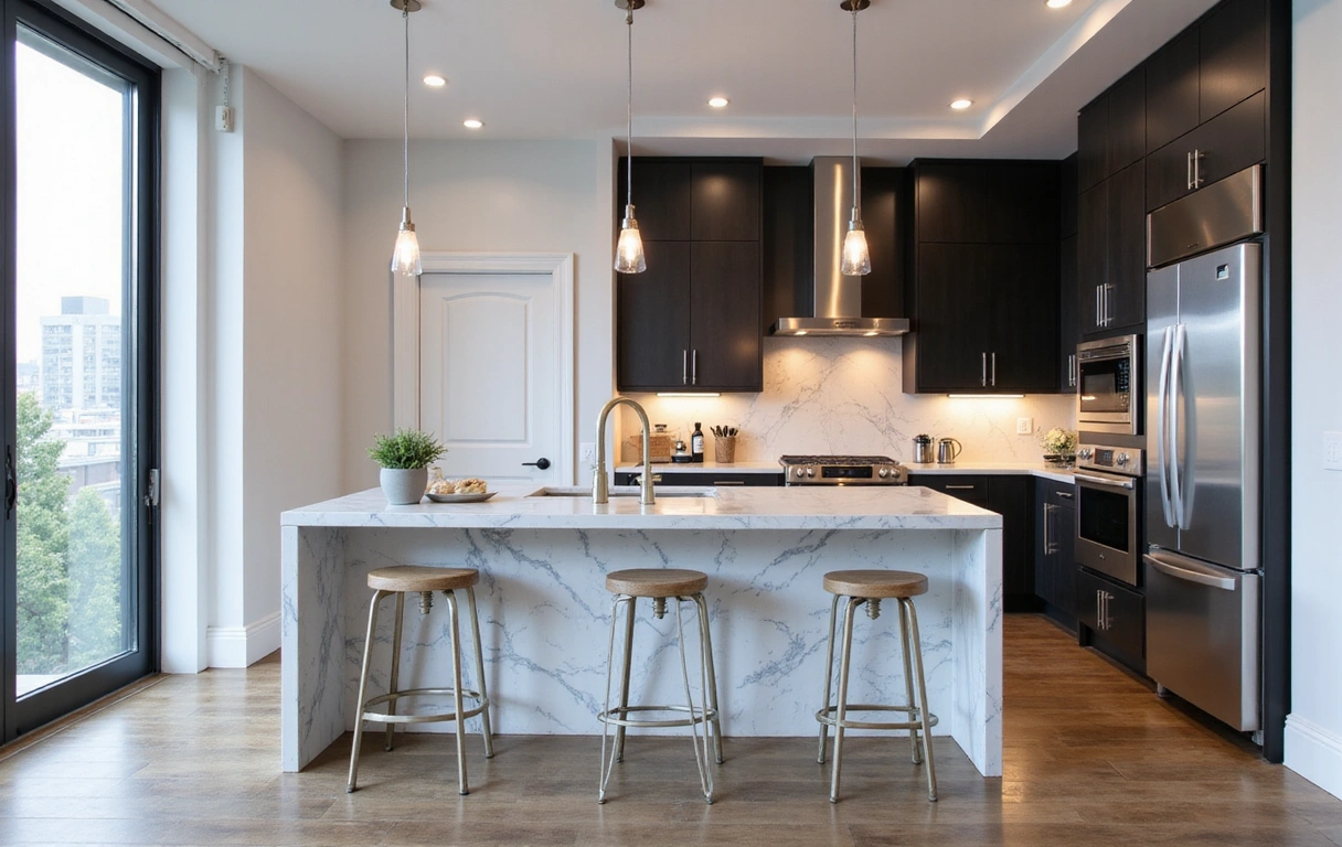 Elegant modern kitchen in luxury apartment