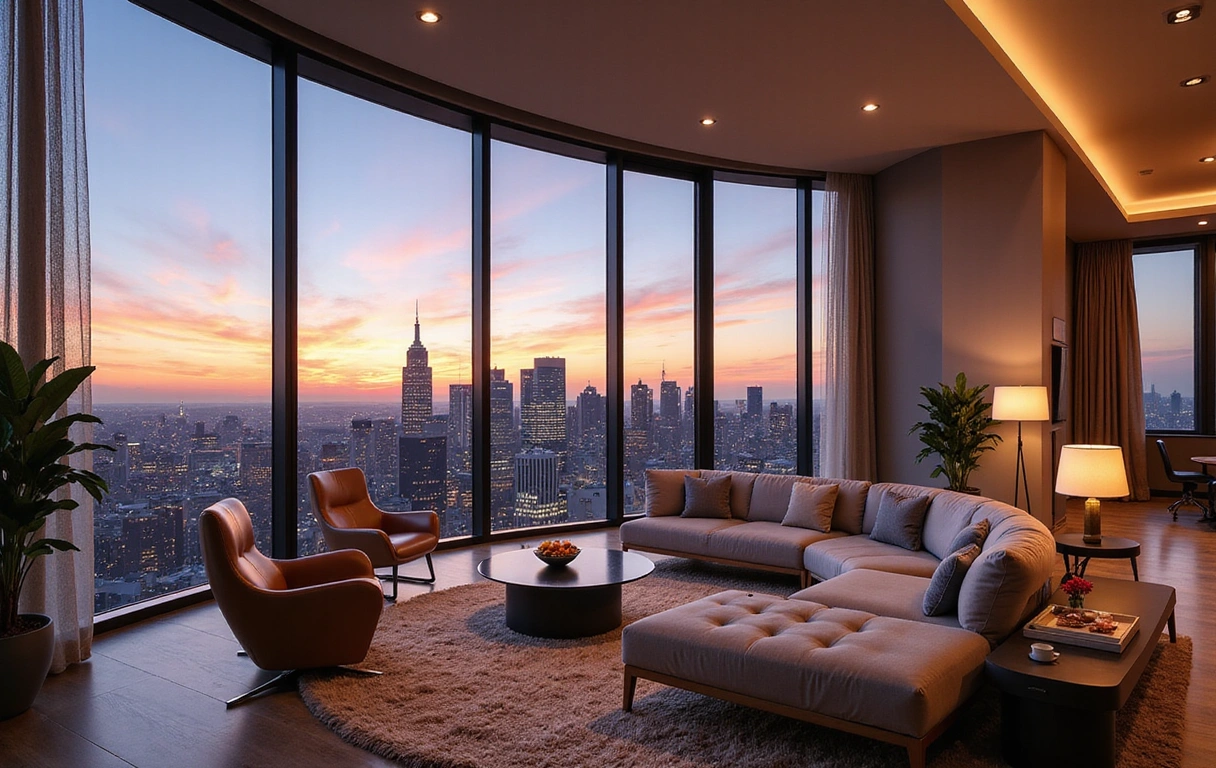 Luxury penthouse with panoramic city views