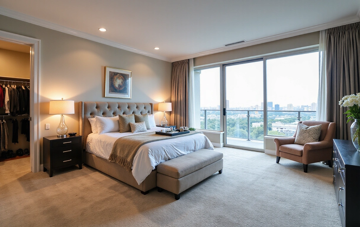 Luxury bedroom suite with designer furnishings