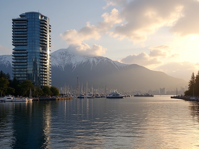 Vancouver waterfront with mountains